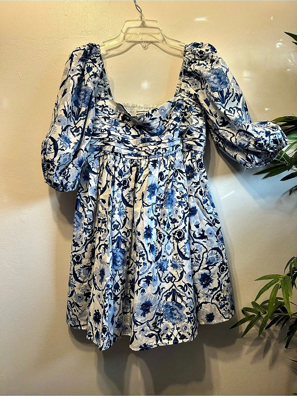 Abercrombie & Fitch The A&F Emerson Poplin Puff Sleeve Mini Dress